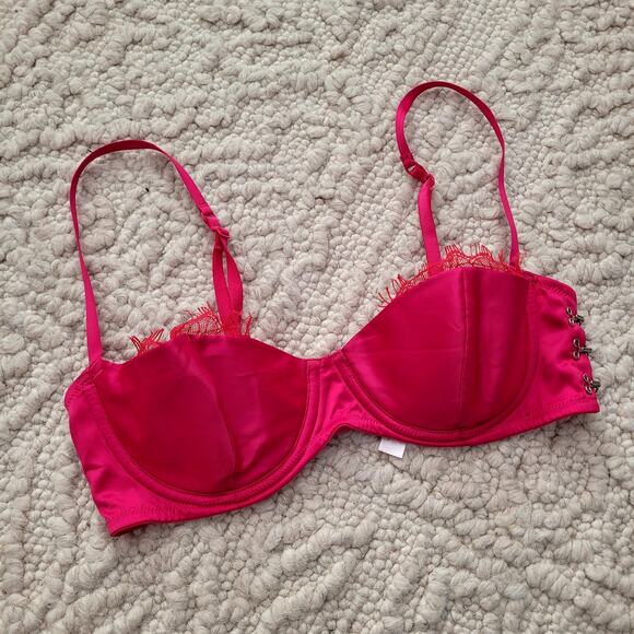Hot Pink Victoria Secret Balconet Bra Lace 34C - Picture 1 of 4